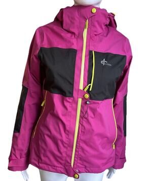 Cross Sportswear FTX Stretch Womens XS Waterproof Ski Jacket Hooded Pink Black